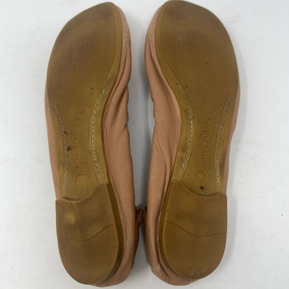 See by Chloe Jane Biscotti Nude Scalloped Leather Ballet Flats - Picture 6 of 8